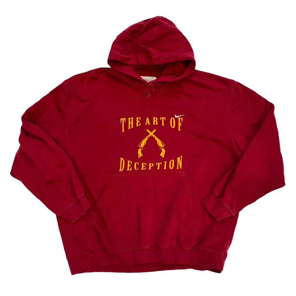 Nike Red Hoodie with Yellow Print